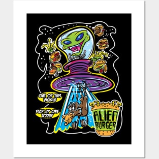 Alien Burger Cow Abduction Posters and Art